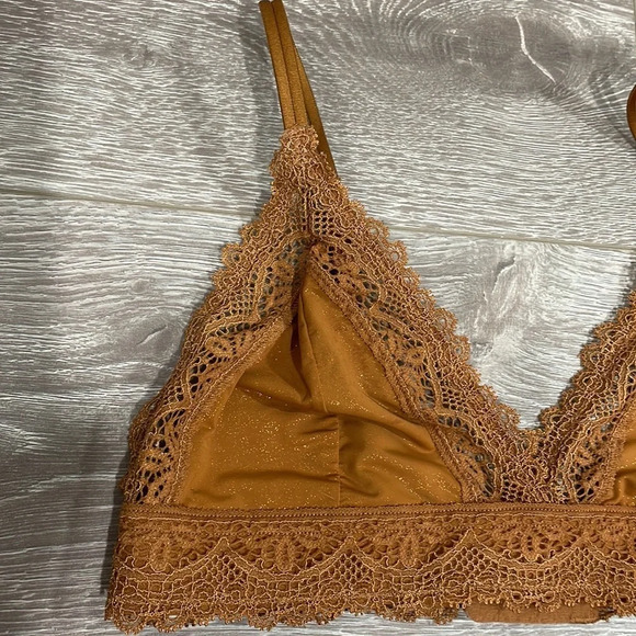 Auden Unlined Bralette Bronze Sparkle Lace XS - Picture 2 of 15